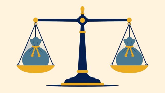 Denk odağındaki sade sahnenin temsili düz renkli illüstrasyonu.