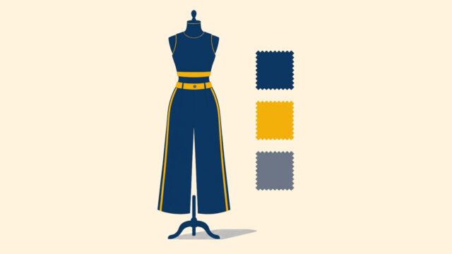 Moda odağındaki sade sahnenin temsili düz renkli illüstrasyonu.