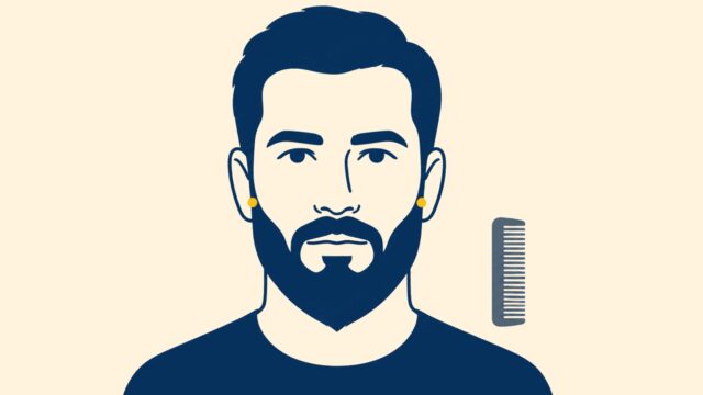 Sakal başı odağındaki sade sahnenin temsili düz renkli illüstrasyonu.