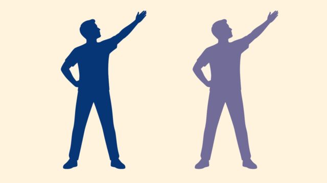 Taklit etmek eylemini gösteren anonim kişinin temsili düz renkli illüstrasyonu.
