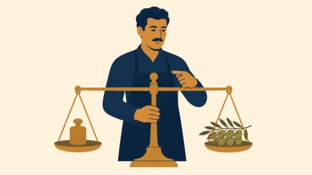 Tartıcı odağındaki sade sahnenin temsili düz renkli illüstrasyonu.
