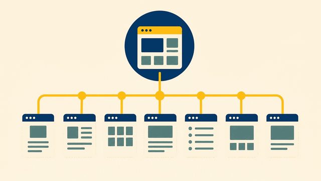 Site haritası konusunu anlatan düz renkli editoryal illüstrasyon.